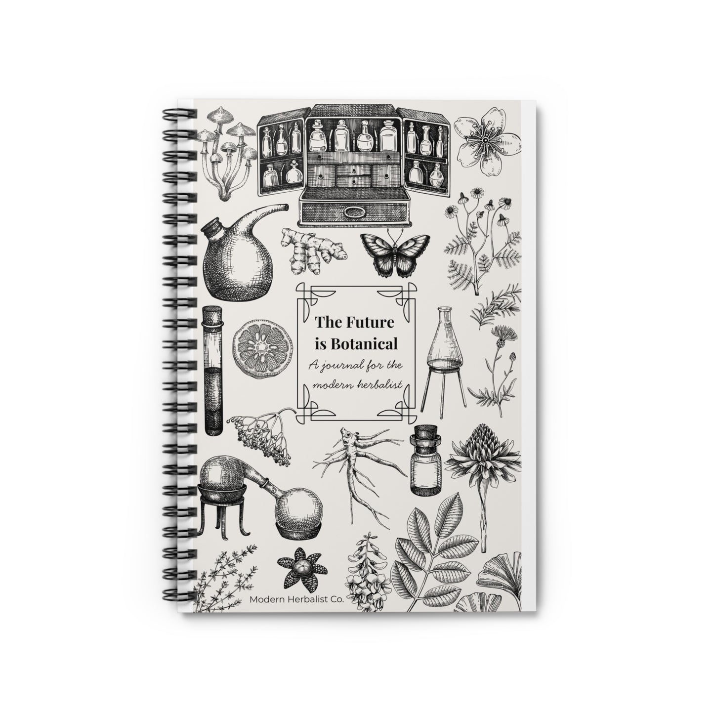 Botanical Themed Spiral Notebook - "The Future is Botanical" - Perfect for Modern Herbalists