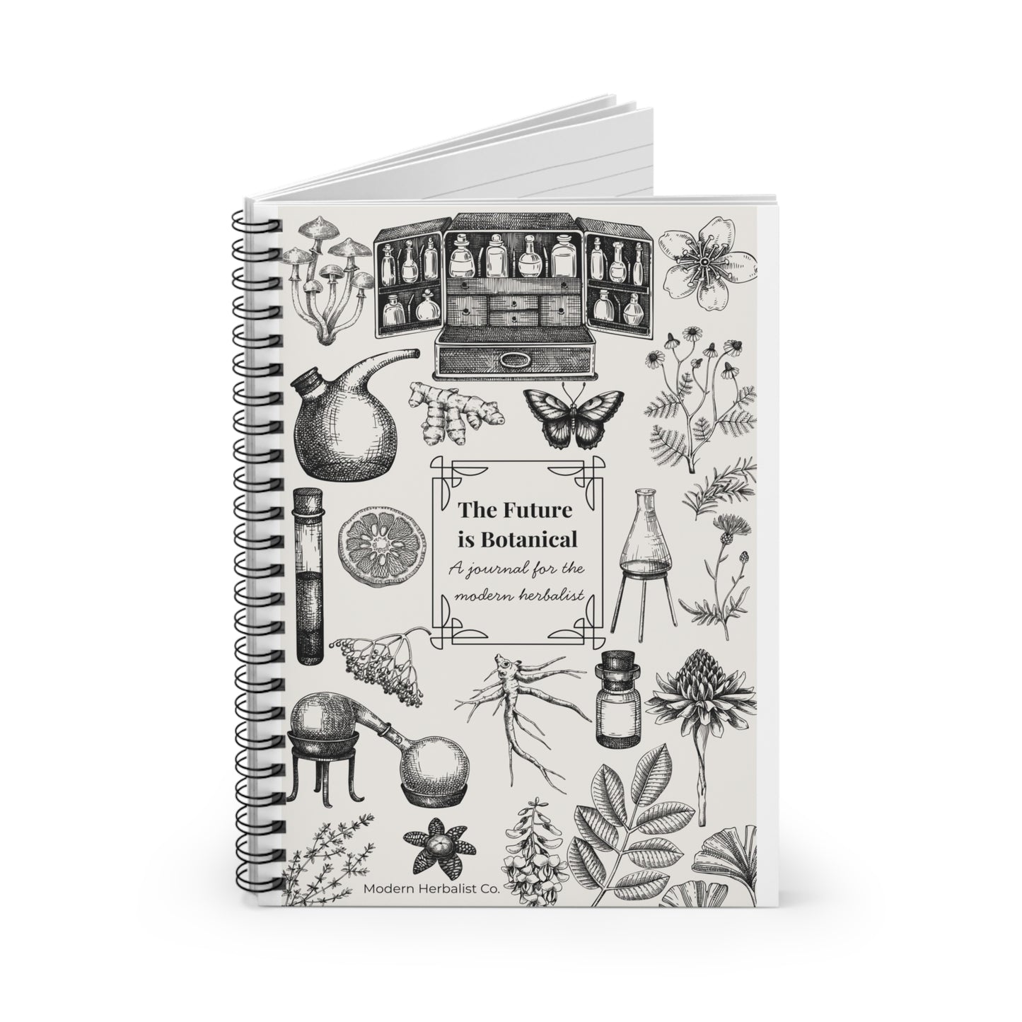 Botanical Themed Spiral Notebook - "The Future is Botanical" - Perfect for Modern Herbalists